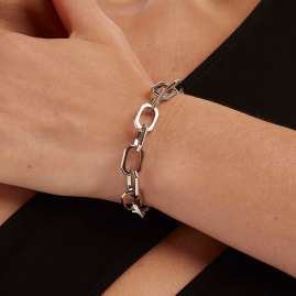 P D Paola PU02-152-U Women's Bracelet Large Signature Chain Silver Tone