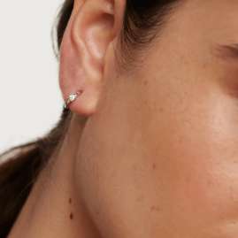 P D Paola AR02-334-U Women's Hoop Earrings White Solitary Silver