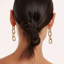 PDPaola AR01-468-U Women's Earrings Signature Chain Gold Tone