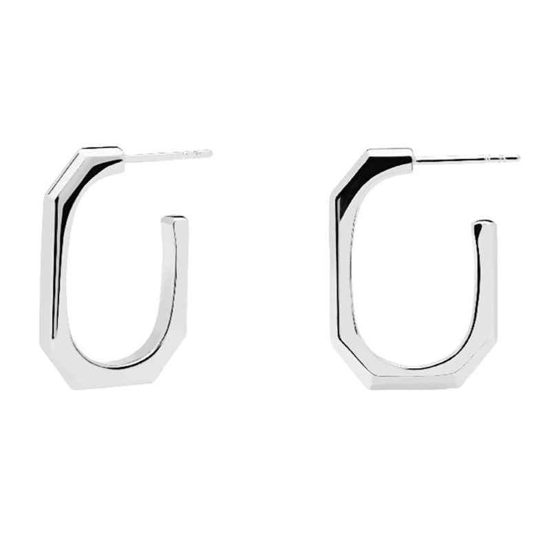 P D Paola AR02-415U Women's Earrings Signature Link Silver Tone 8435511722622