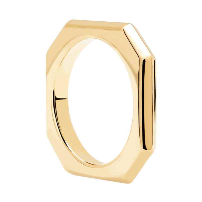 PDPaola AN01-378 Women's Ring Signature Link Gold Tone