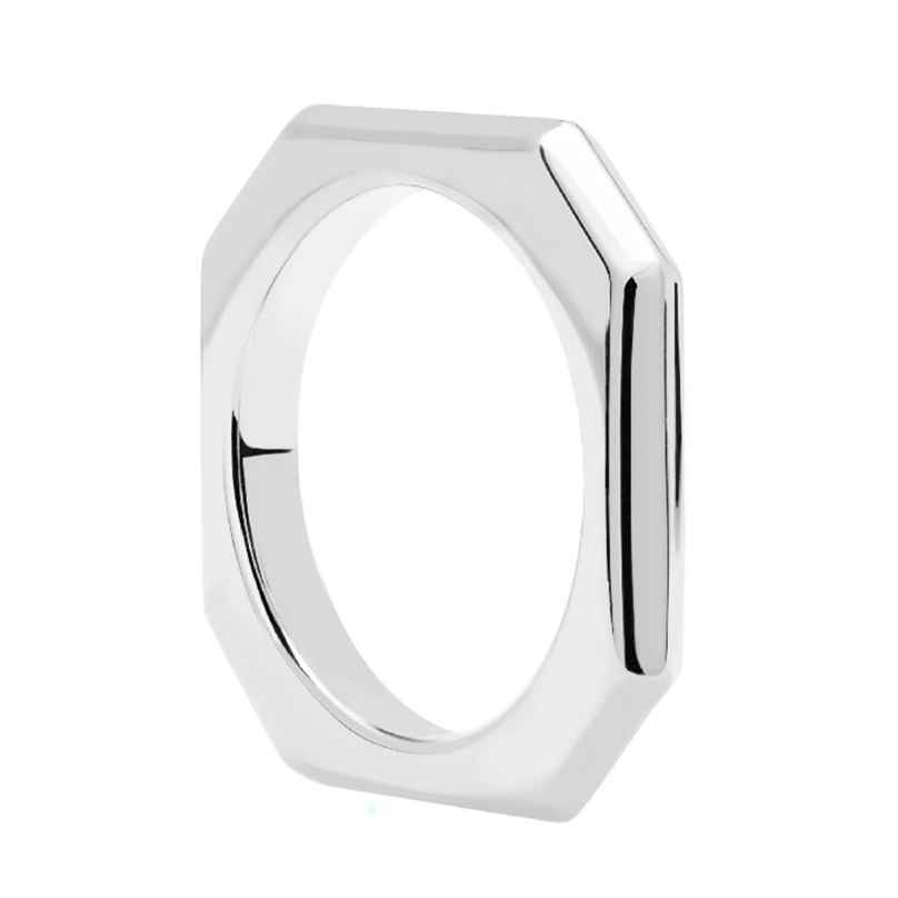 PDPaola AN02-378 Ladies' Ring Signature Link Silver Tone
