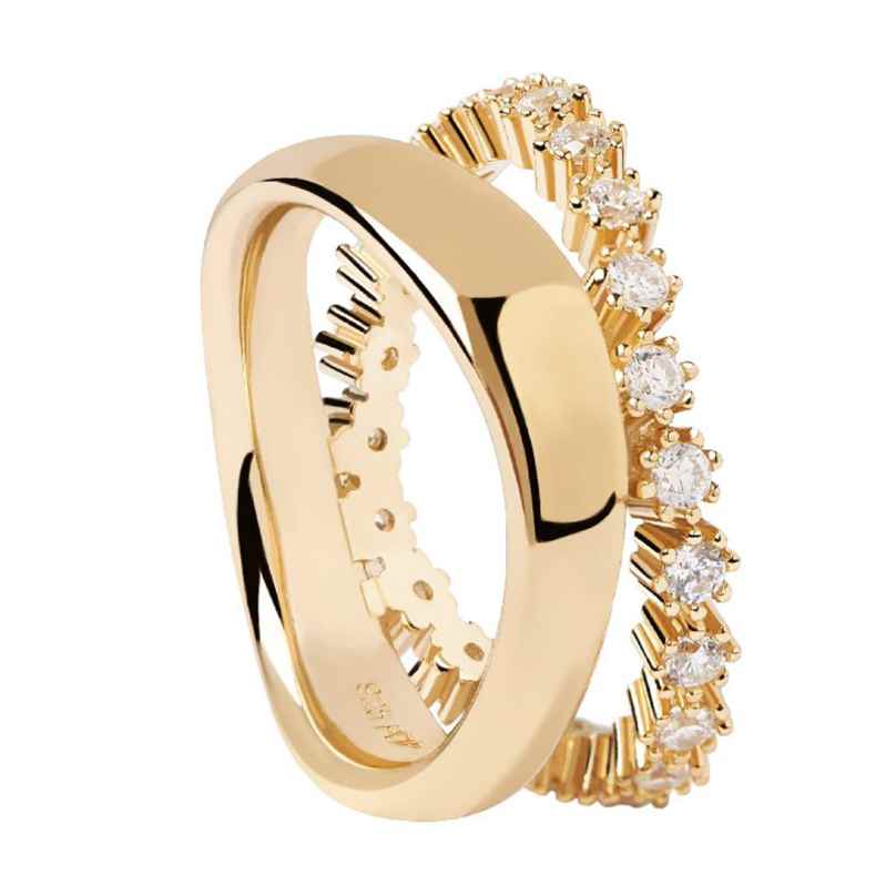 PDPaola ANO1-463 Women's Ring Motion Gold Plated Silver