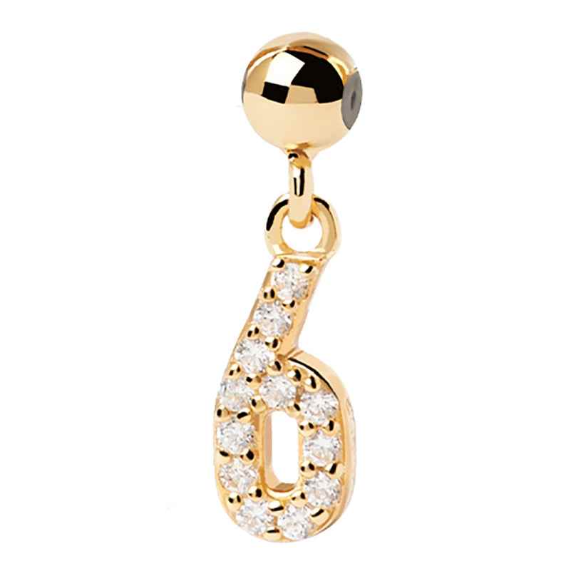 PDPaola CH01-004-U Charm Pendant Numeral 6 gold plated 8435511726101