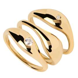 PDPaola AN01-994 Women's Ring Set Sugar Gold Plated Silver