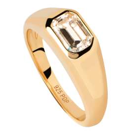 PDPaola AN01-985 Damenring Octagon Shimmer Siegelring Silber vergoldet