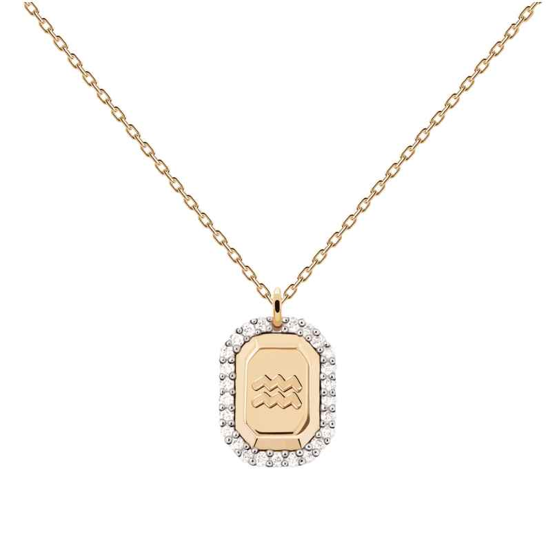 PDPaola CO01-566-U Damen-Halskette Sternzeichen Wassermann Silber vergoldet 8435511745706