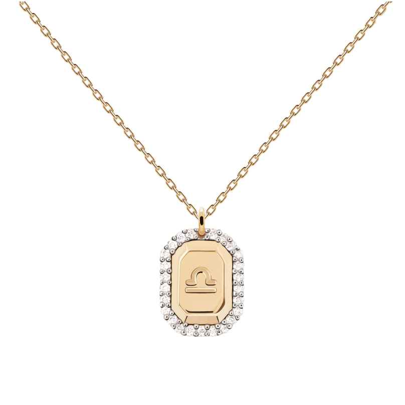 PDPaola CO01-574-U Damen-Halskette Sternzeichen Waage Silber vergoldet 8435511745782