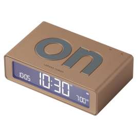 Lexon LR158D1 Digital Alarm Clock Flip Mini Soft Gold Tone