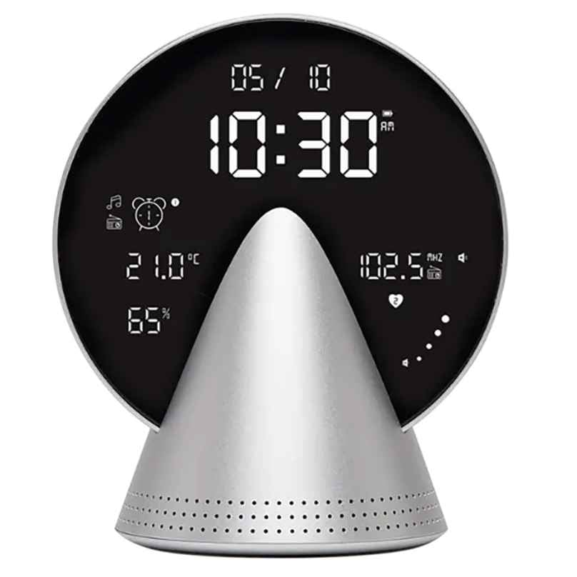 Lexon LR156GA3 Radiowecker Conic Clock Glacier Alu Silberfarben 3660491209794