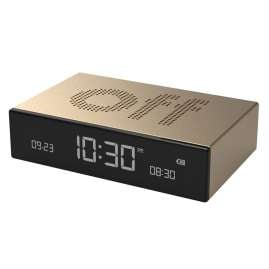 Lexon LR152D Digital Alarm Clock Flip Premium Gold Tone
