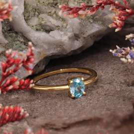 Acalee AC8814-03 Damenring 333 Gold (8k) Ovaler Zirkonia Hellblau