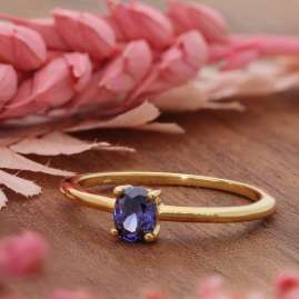 Acalee AC8814-06 Damenring 333 Gold (8k) Ovaler Zirkonia Dunkelblau