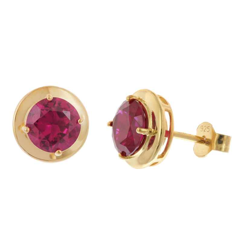 Acalee 70-1050-08 Women's Earrings Gold-Plated 925 Silver Red Cubic Zirconia 4262511287745