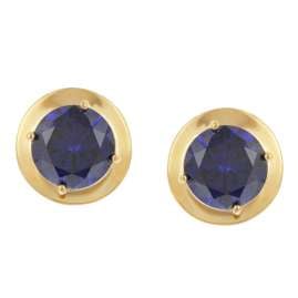 Acalee 70-1050-06 Damen-Ohrstecker 925 Silber Vergoldet Zirkonia Tanzanitblau