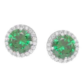 Acalee 70-1047-05 Women's Stud Earrings 925 Silver Green Cubic Zirconia