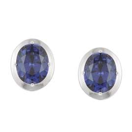 Acalee 70-1051-06 Damen-Ohrringe 925 Silber Zirkonia-Ohrstecker Tanzanitblau