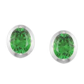 Acalee 70-1051-12 Women's Stud Earrings Silver Cubic Zirconia Arctic Green