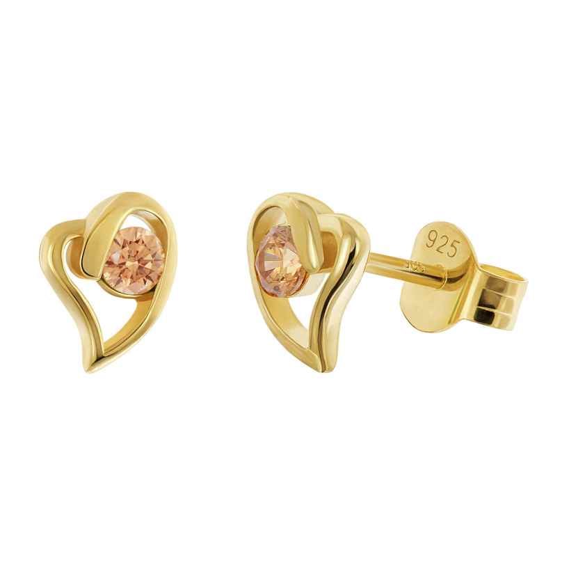Acalee AC8876-10 Women's Stud Earrings 925 Silver Gold-Plated Heart Orange 4262511288780