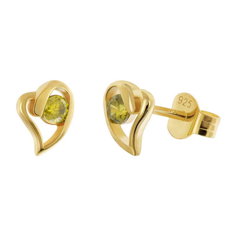 Acalee AC8876-19 Women's Stud Earrings 925 Silver Gold-Plated Heart Olive 4262511288834