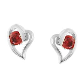 Acalee AC8866-16 Damen Ohrringe 925 Silber Ohrstecker Herz Granatrot