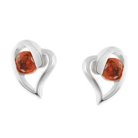 Acalee AC8866-07 Damen Ohrringe 925 Silber Ohrstecker Herz Rot