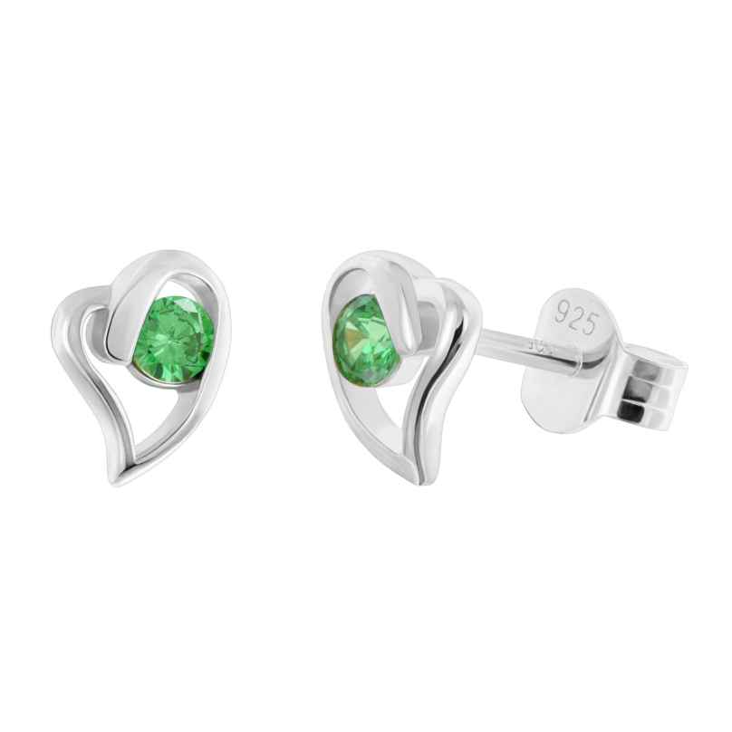 Acalee AC8866-11 Women's Stud Earrings 925 Silver Heart Green 4262511288735