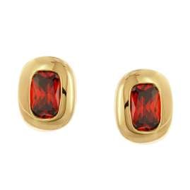Acalee AC8952-16 Women's Stud Earrings Gold-Plated Silver Red Cubic Zirconia