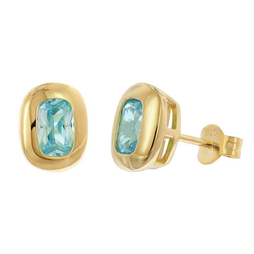 Acalee AC8952-02 Women's Stud Earrings Gold-Plated Silver Aquamarine Blue 4262511289558