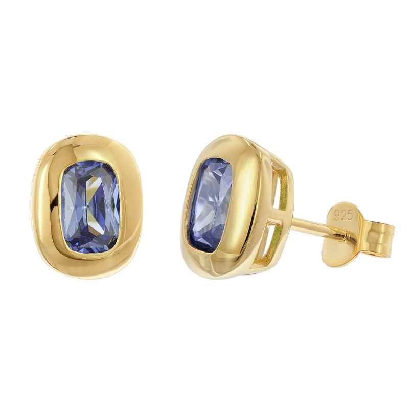 Acalee AC8952-06 Women's Stud Earrings Gold-Plated Silver Blue Cubic Zirconia 4262511289572
