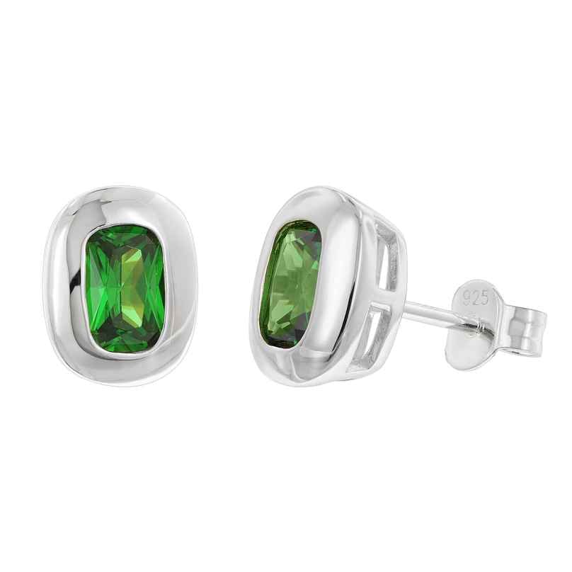 Acalee AC8946-11 Women's Stud Earrings Silver Emerald Green Cubic Zirconia 4262511289466