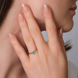 Acalee AC8814-04 Damenring 333 Gold (8k) Ovaler Zirkonia Londonblau