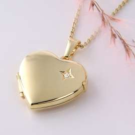 Acalee 30-3007 Heart Locket Pendant Women's Necklace 333 / 8K Gold