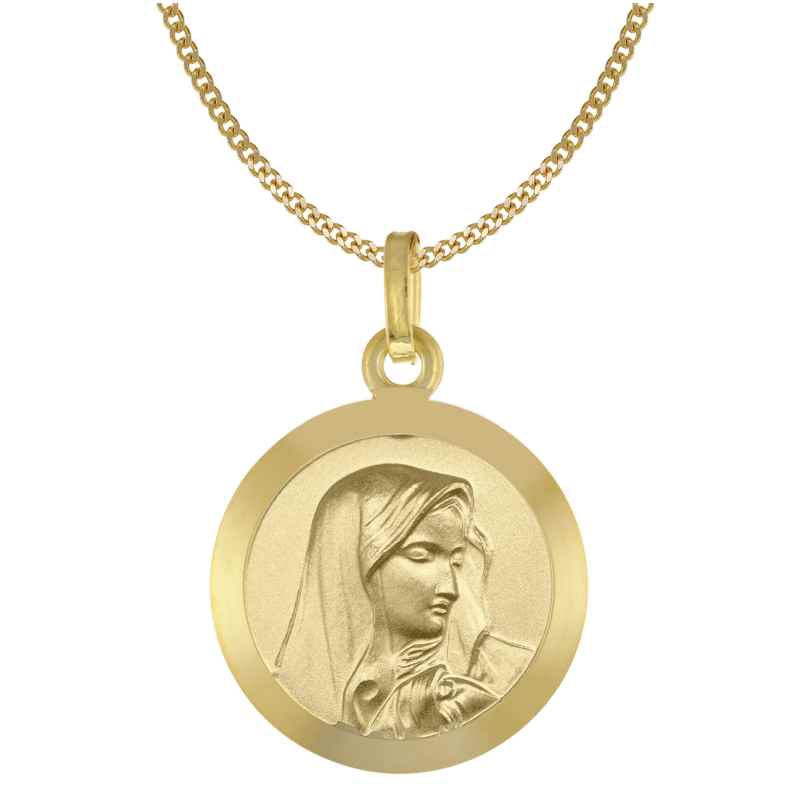 Acalee 50-1023 Halskette mit Maria Dolorosa Anhänger Gold 333 Madonna Ø 16 mm