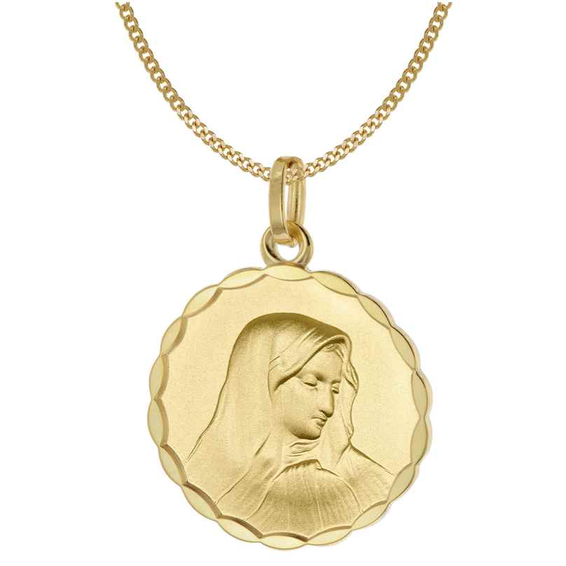 Acalee 50-1025 Halskette mit Madonna Anhänger Gold 333 Maria Dolorosa Ø 18 mm
