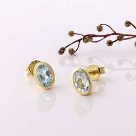 Acalee 70-1014-01 Damen-Ohrringe Gold 333 / 8K Ohrstecker Topas Blau