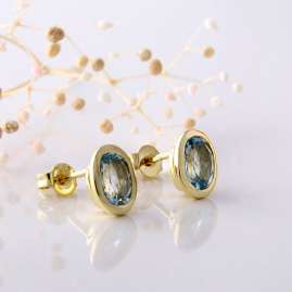 Acalee 70-1017-01 Women's Stud Earrings Gold 333 / 8K with Topaz Blue
