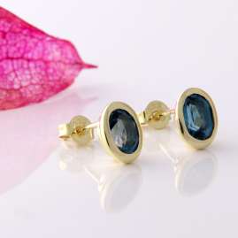 Acalee 70-1017-03 Ladies' Earrings Gold 333 / 8K with Topaz London Blue