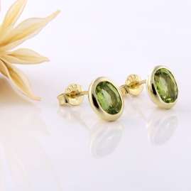 Acalee 70-1017-04 Women's Stud Earrings Gold 333 / 8K with Peridot