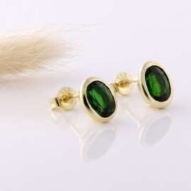 Acalee 70-1017-05 Ladies' Earrings Gold 333 / 8K with Chromediopside