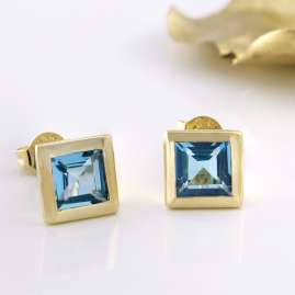 Acalee 70-1018-02 Ladies' Earrings Gold 333 / 8K with Topaz Swiss Blue