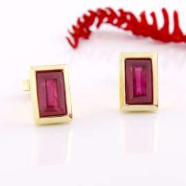 Acalee 70-1026-07 Women's Earrings Gold 333 / 8K with Ruby
