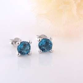 Acalee 70-1027-03 Earrings White Gold 333 / 8K with London Blue Topaz