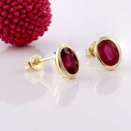 Acalee 70-1017-07 Ladies' Stud Earrings Gold 333 / 8K with Ruby