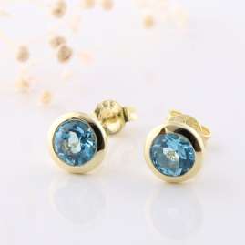 Acalee 70-1019-02 Ladies' Earrings Gold 333 / 8K with Topaz Swiss Blue