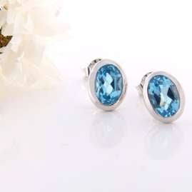 Acalee 70-1020-02 Topaz Earrings White Gold 333 / 8K with Topaz Swiss Blue