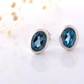 Acalee 70-1020-03 Earrings White Gold 333 / 8K with Topaz London Blue