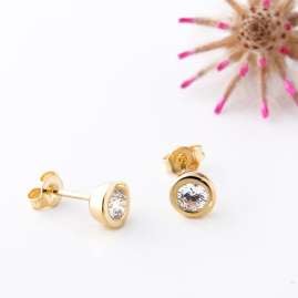Acalee 70-1029 Women's Stud Earrings Gold 333 / 8K with Cubic Zirconia