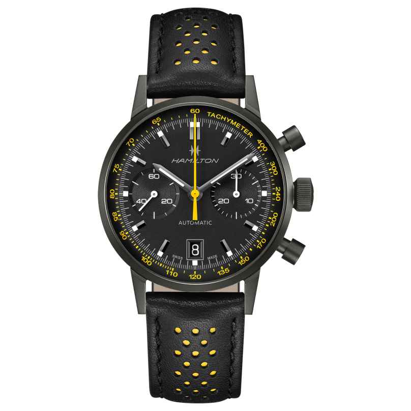 Hamilton H38446731 Men's Watch Intra-Matic Auto Chrono Black/Yellow 7630458804955