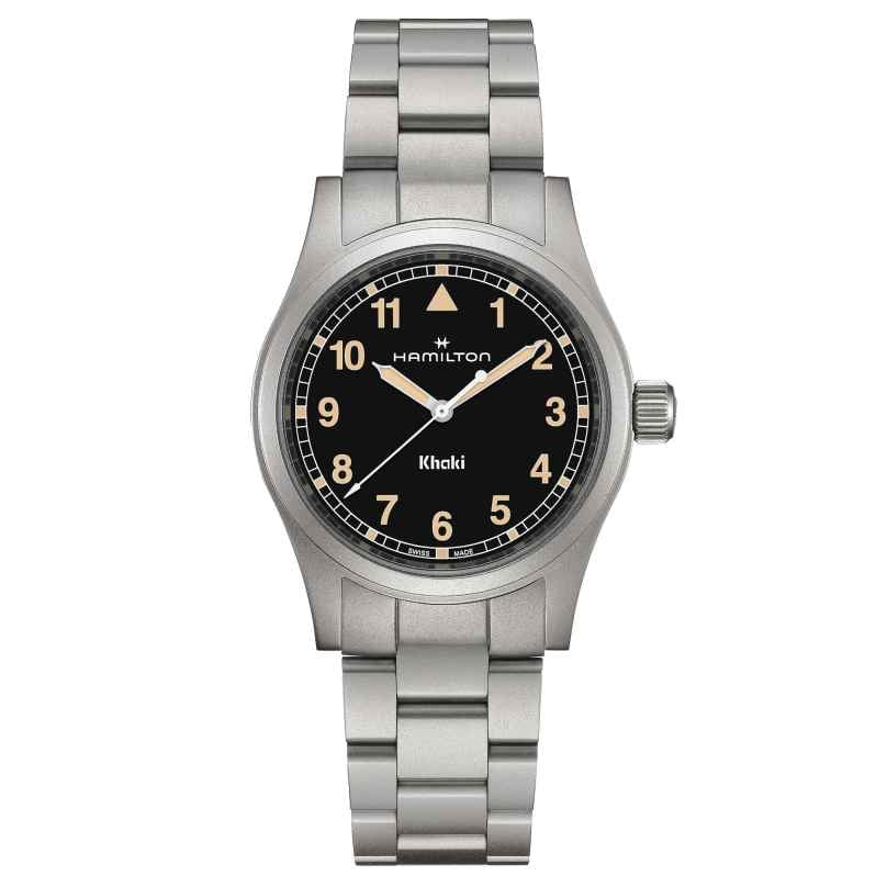 Hamilton H69401131 Unisex Armbanduhr Khaki Field Quarz Stahl/Schwarz 38 mm 7630458805600